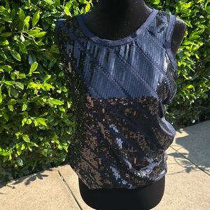 LOFT Midnight Blue Sequin Tank Top